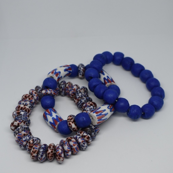 Set - African Slave Trade Glass Bead Bracelets - N - Picture 3 of 8